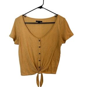 American Eagle Women's Mustard Button-Down Top
